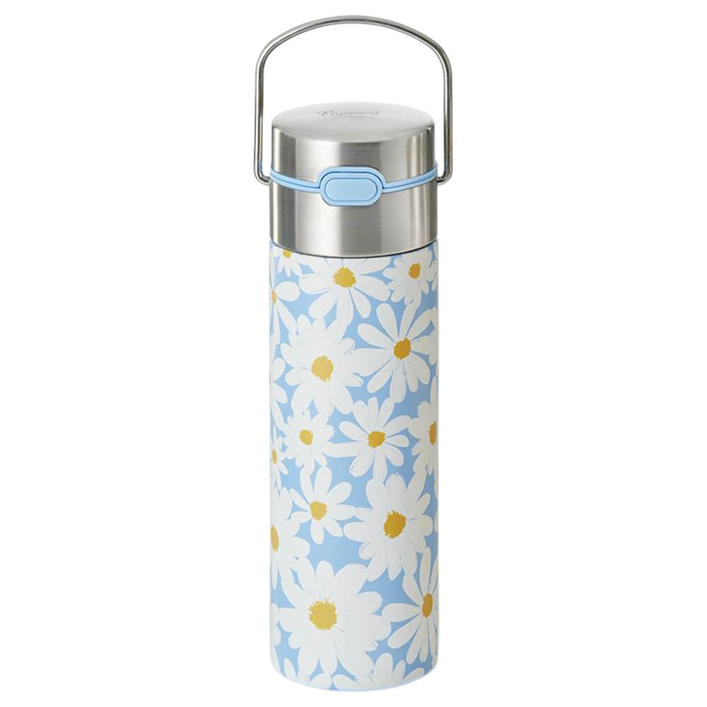 Doppelwandige Trinkflasche Daisy  mit Edelstahlsieb und Trinkdeckel 0,5lt.#variante_daisy-blue