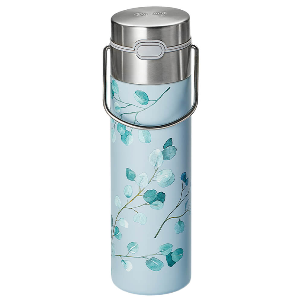 Doppelwandige Trinkflasche Eukalyptus mit Edelstahlsieb und Trinkdeckel 0,5lt.#variante_eukalyptus