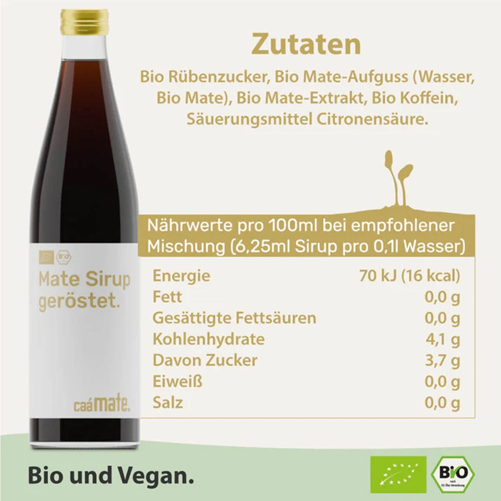 Mate Sirup geröstet Zutaten