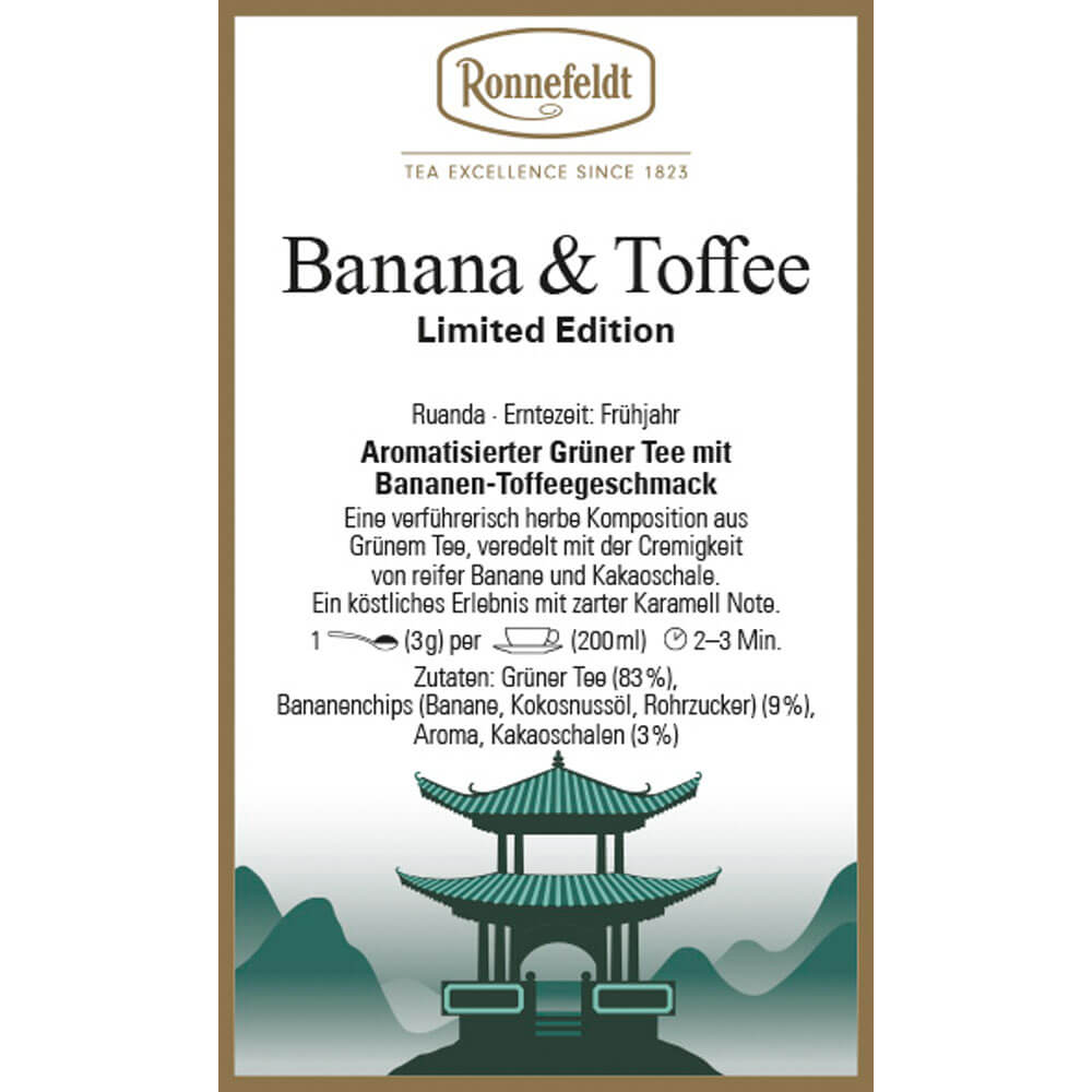 Grünteemischung Banana Toffee Etikett