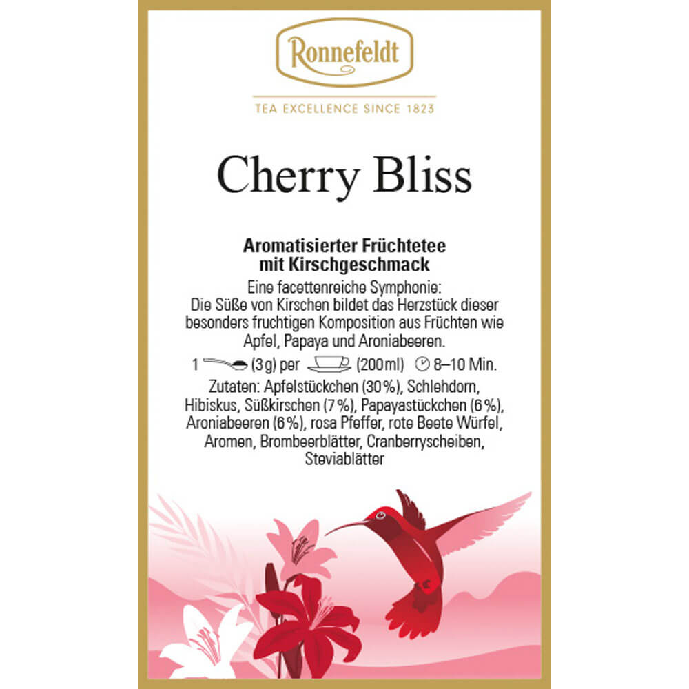 Früchtetee Cherry Bliss Etikett neu
