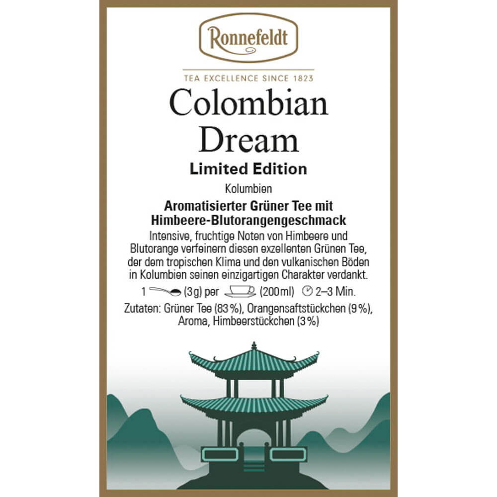 Grüntee Colombian Dream Etikett