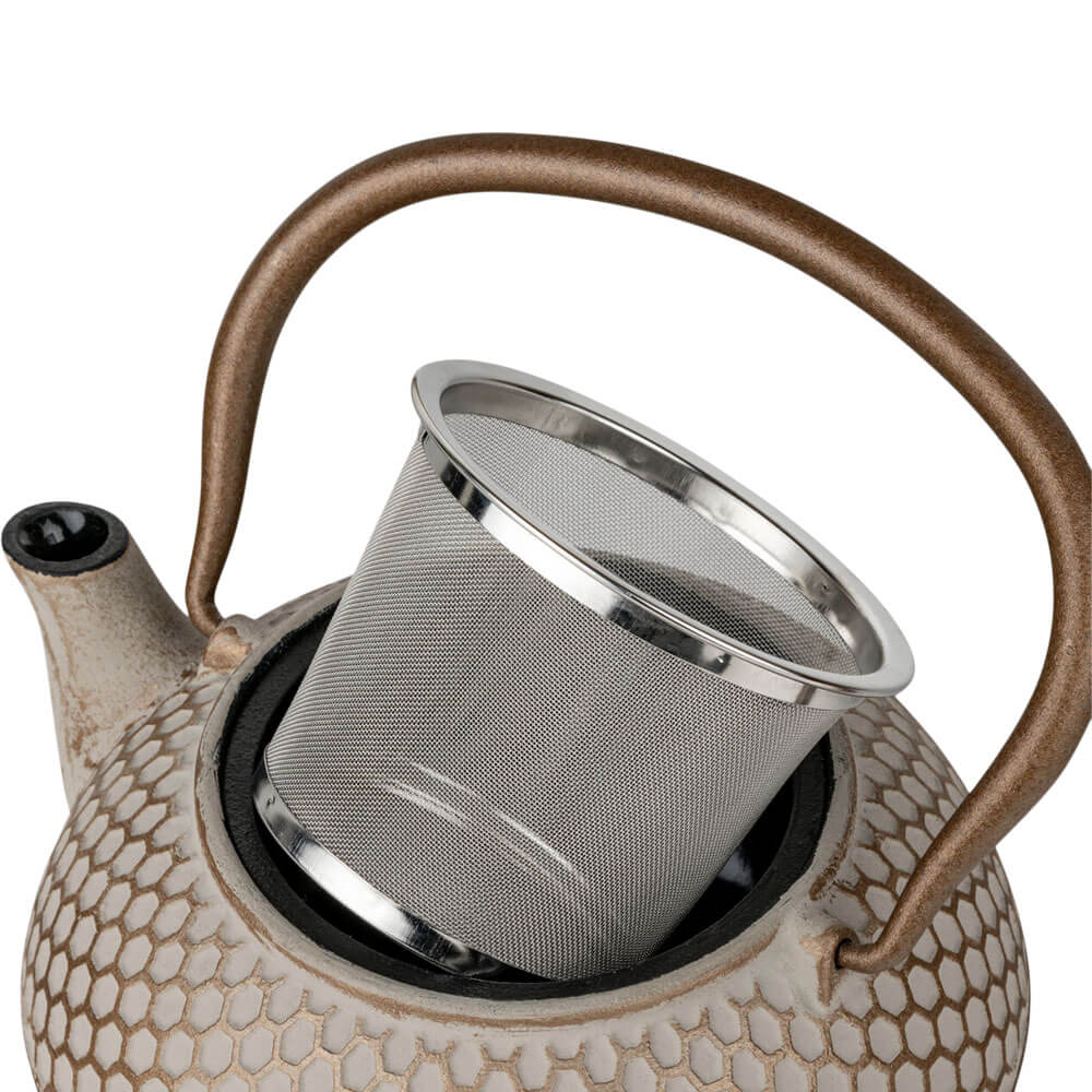 Herausnehmbarer Edelstahlfilter der Teekanne Jiangxi 0,7 L in Beige#eisenkanne-aus-china_beige
