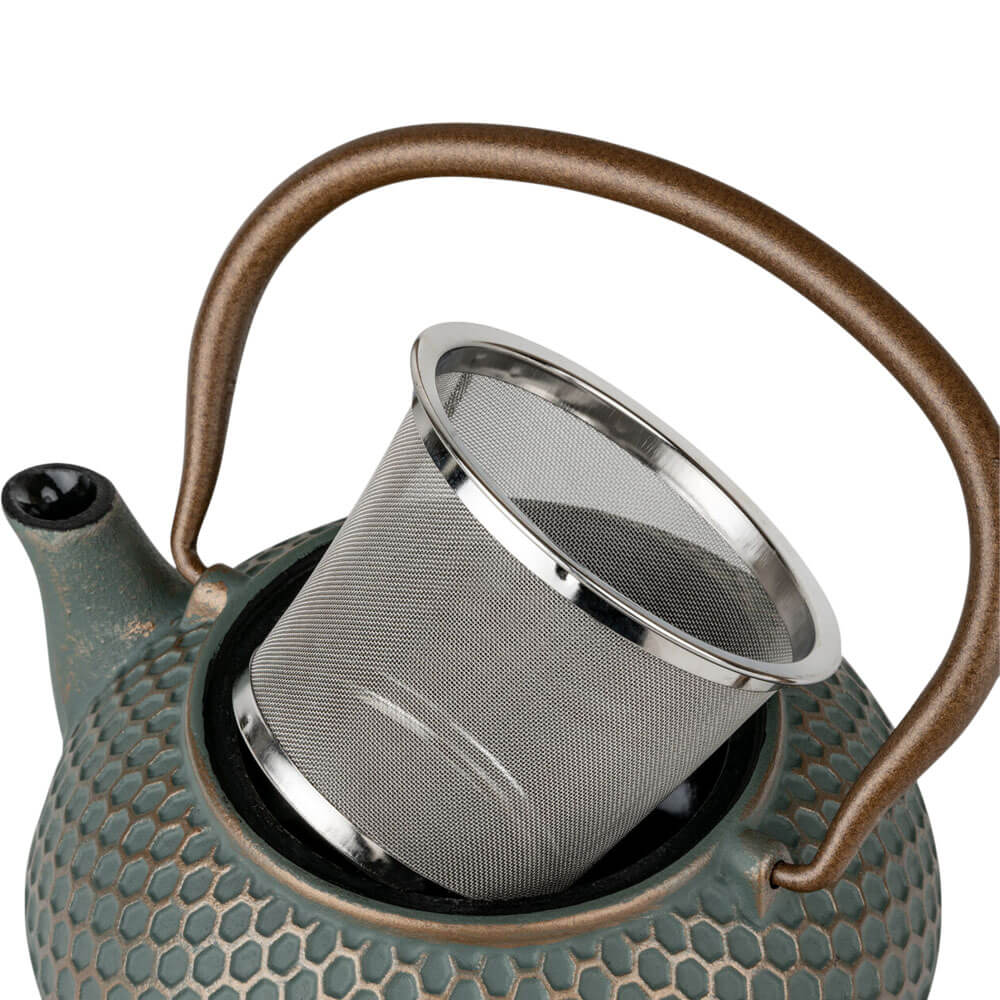 Feinmaschiger Edelstahlfilter der Teekanne Jiangxi 0,7 L in Blau#eisenkanne-aus-china_blau