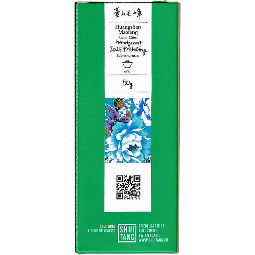Huangshan Maofeng Grüntee aus Anhui China in grüner Shuitang Verpackung, handgerollt und Frühling 2025