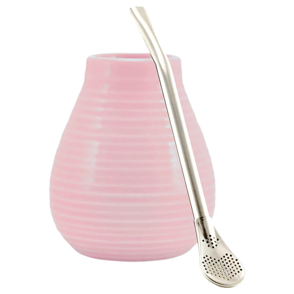Mate Set Keramik Becher rosa und Bombilla#farbe_rosa