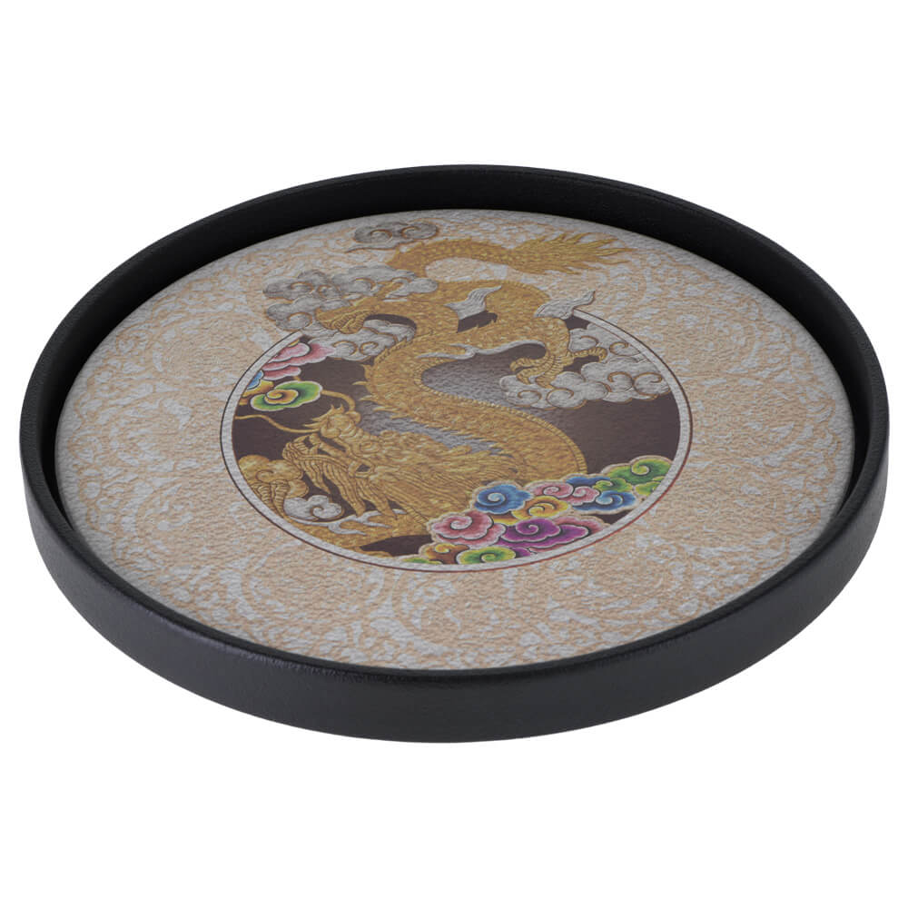 Runder Keramik-Teetisch für Gong Fu Cha mit kratzfestem Dekor und selbsttrocknender Oberfläche, chinesische Teezeremonie, Durchmesser 22 cm