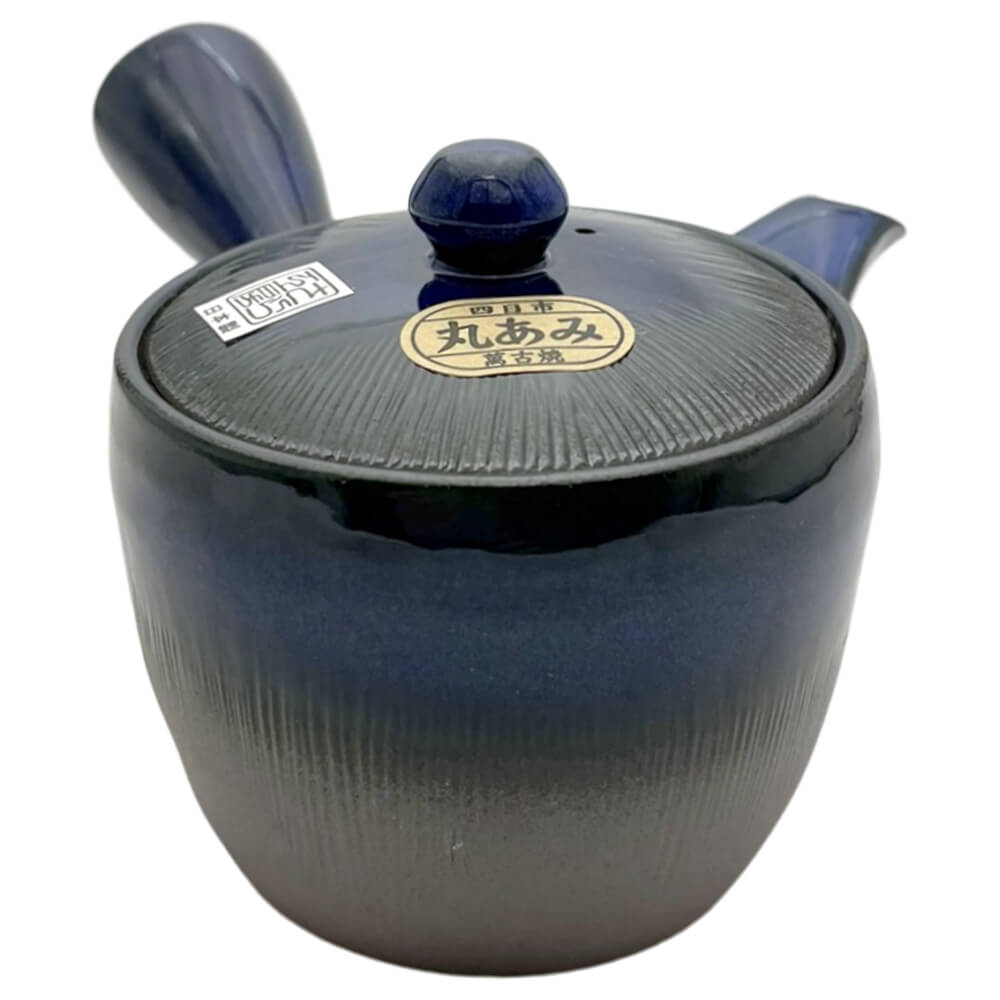 Kyusu Iwaki mit Streifen Rückseite blau#einhandkanne_blau