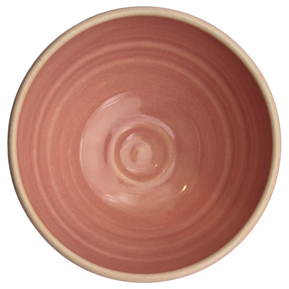 Matchaschale in zartem Pink mit unglasiertem Fuß offen – moderne japanische Keramik#matchaschale-aus-japan_pink