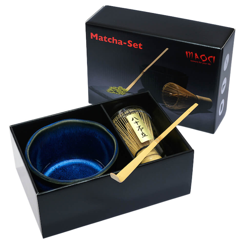 Matchaset dreiteilig Schale blau schwarz#variante_schale-blau-schwarz