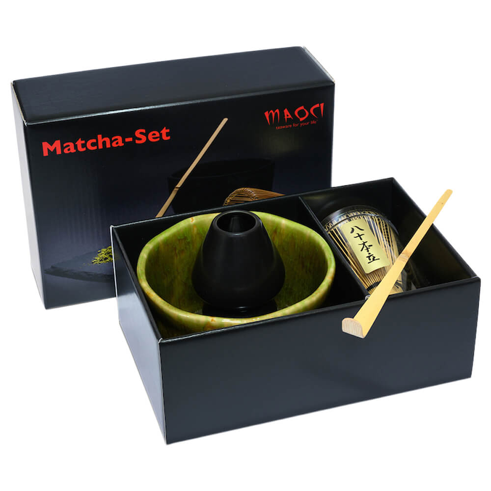 Premium Matchaset vierteilig Schale gruen gesprenkelt#variante_schale-gruen-gesprenkelt