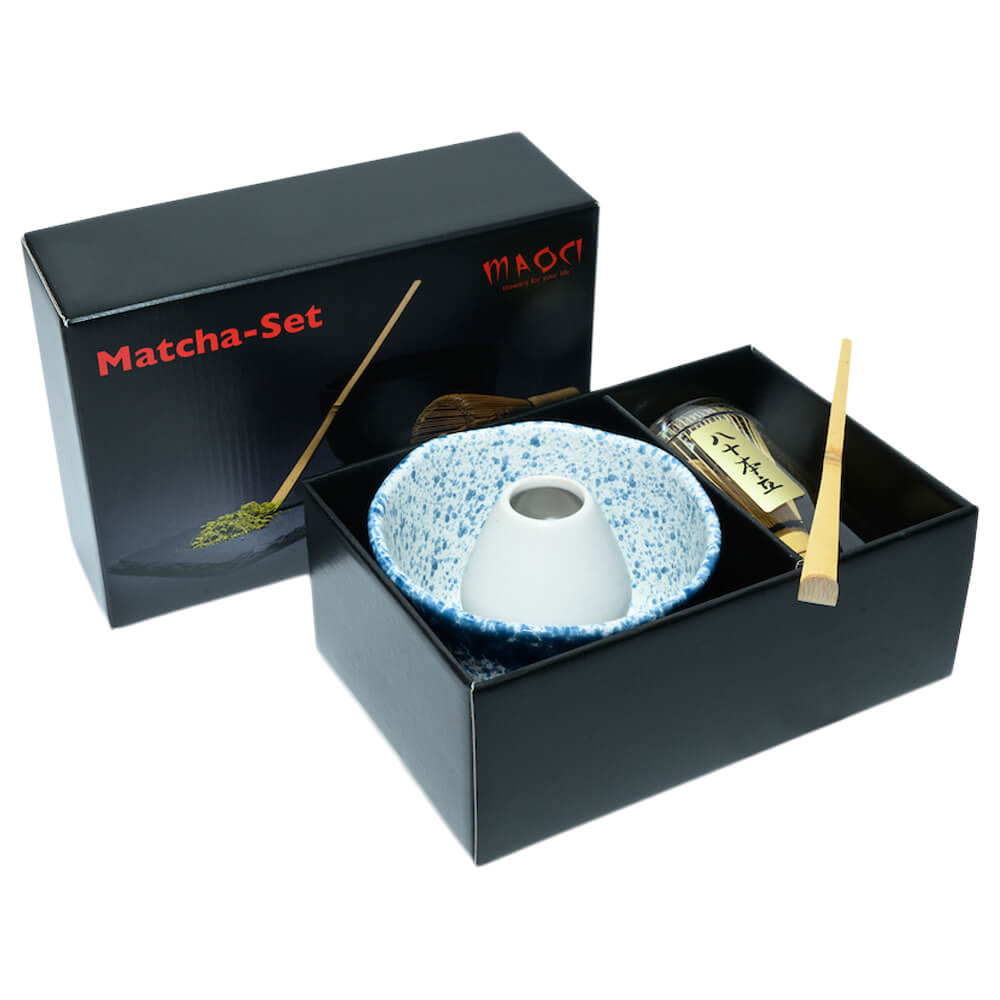 Premium Matchaset vierteilig Schale weiss getupft#variante_schale-weiss-getupft