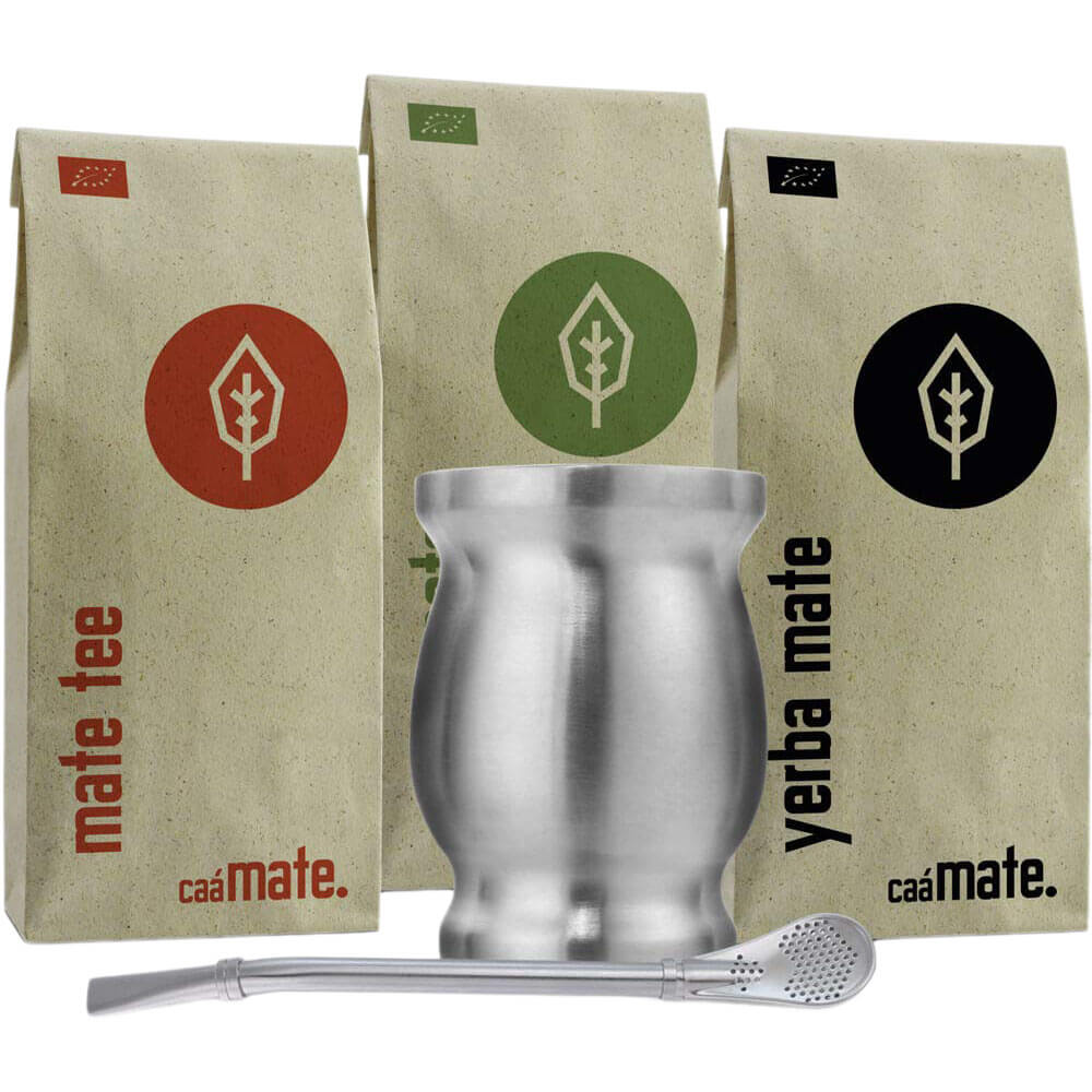 Mate Set Becher Edelstahl silber komplett#farbe_silber