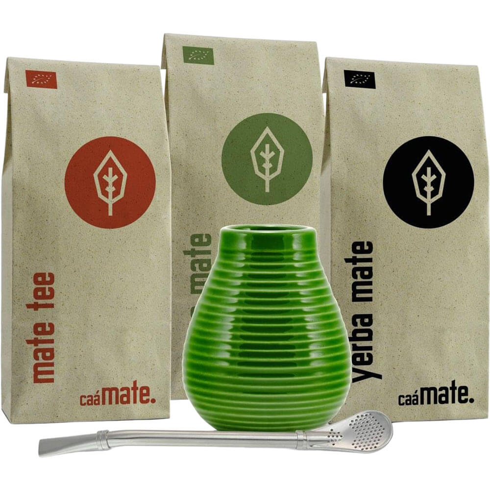 Mate Set Keramik Becher grün komplett#farbe_gruen