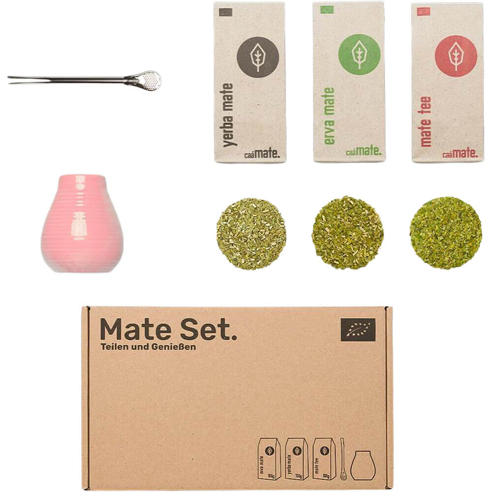 Mate Set Keramik Becher rosa komplett#farbe_rosa