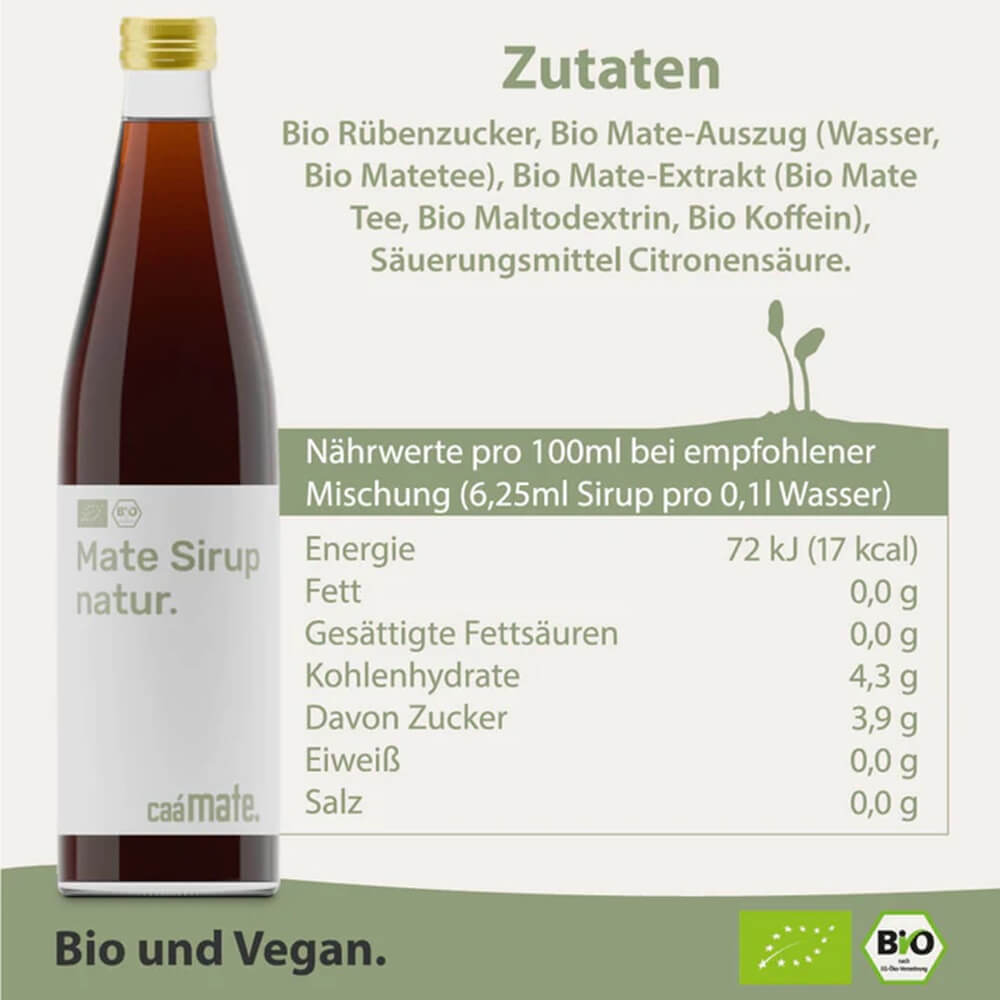 Mate Sirup natur Zutaten neu
