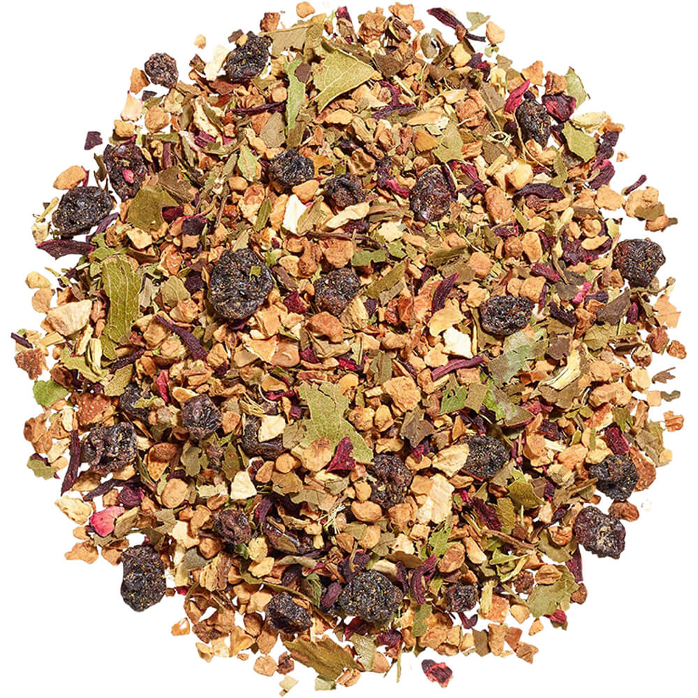 Lose Früchteteemischung Orange Garden bio von Ronnefeldt mit Apfelstückchen, Johannisbeeren und Blättern