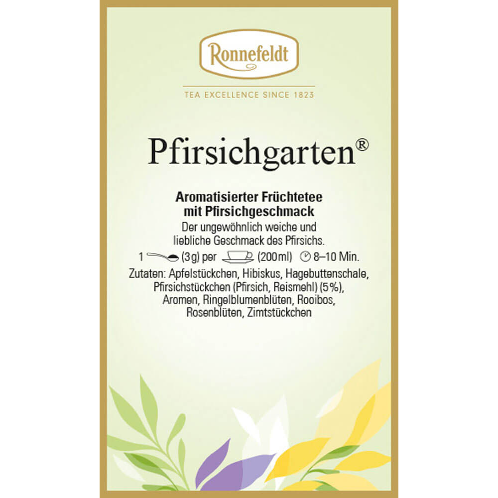 Früchtetee Pfirsichgarten® Etikett Saison