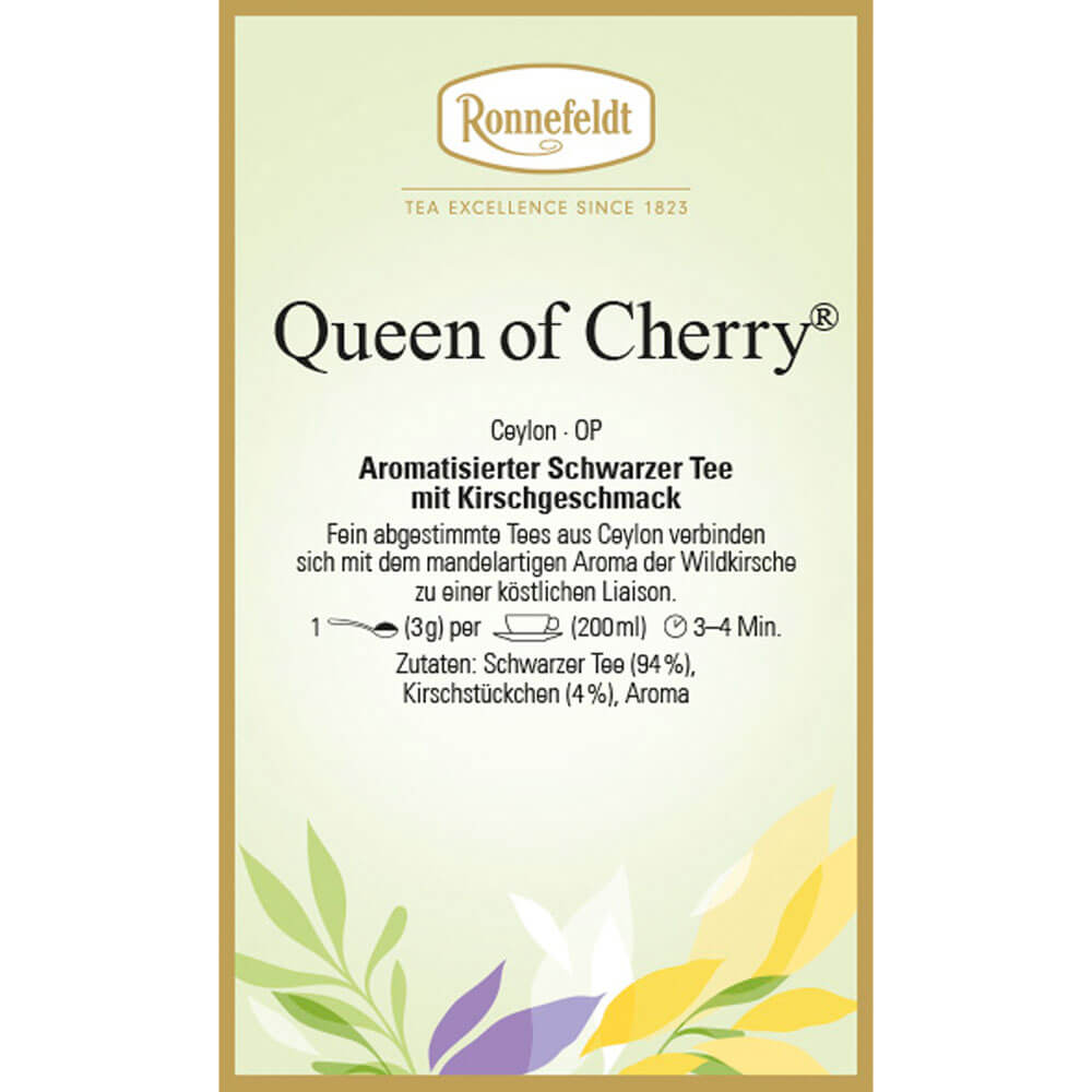 Ronnefeldt Schwarztee Queen of Cherry Etikett