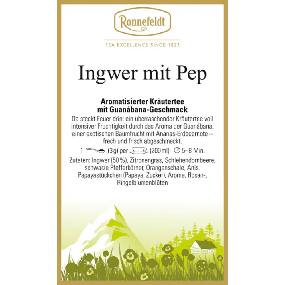 Kräutertee Ingwer mit Pep Etikett