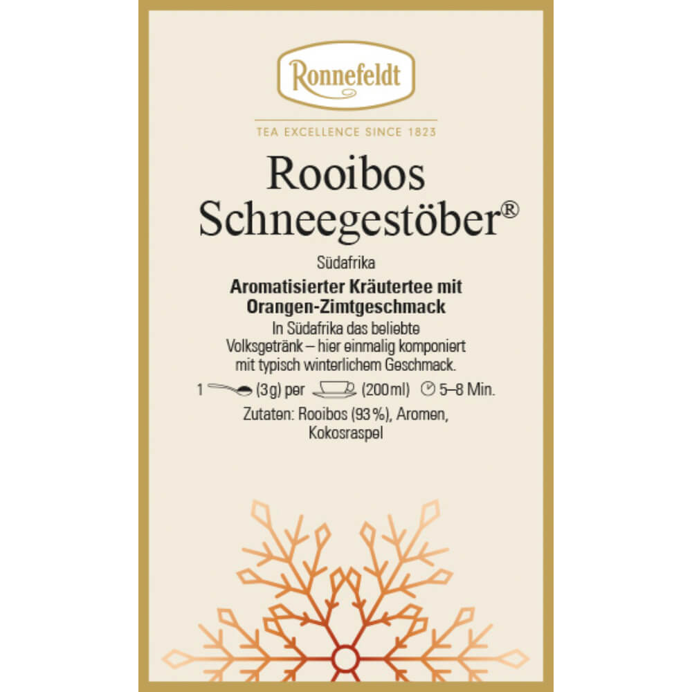 Ronnefeldt Rooibos Schneegestöber® Etikett Winter