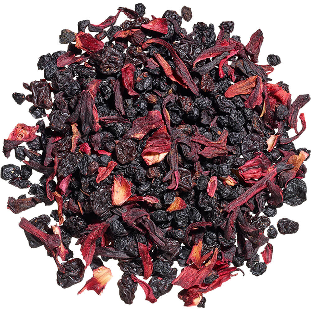 Lose Früchteteemischung Sun & Fruit® mit Holunderbeeren, Hibiskus und dunklen Beerenstücken