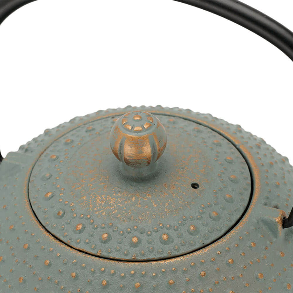 Teekanne Gusseisen Anhui blau Deckel#eisenkanne-aus-china_blau