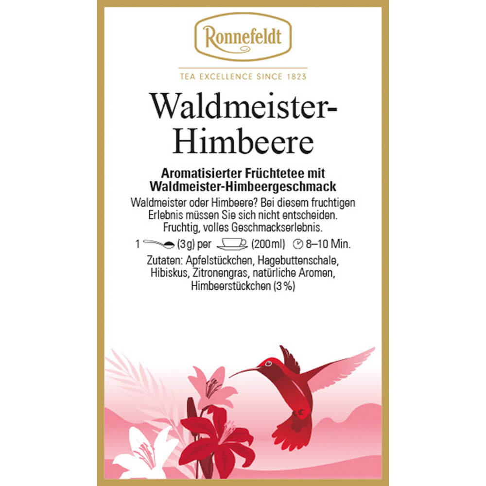 Früchtetee Waldmeister Himbeere Etikett
