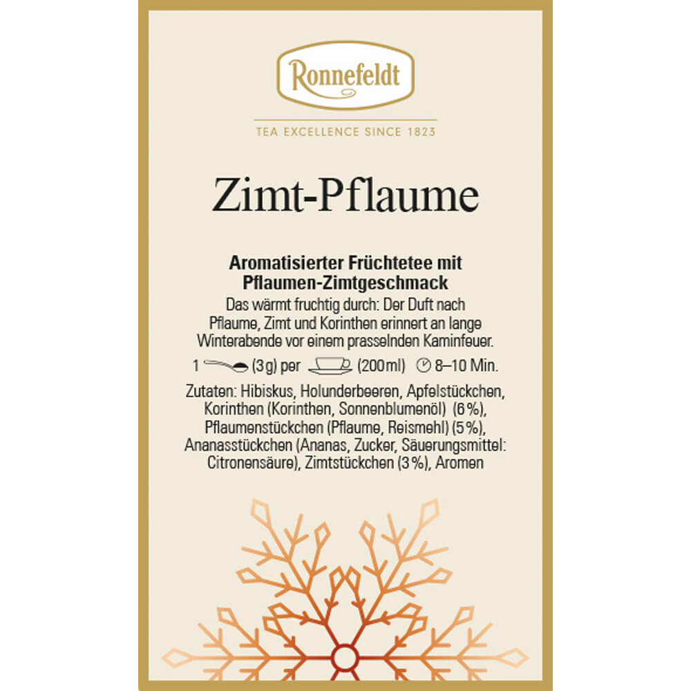 Ronnefeldt Früchtetee Zimt-Pflaume Winter Etikett