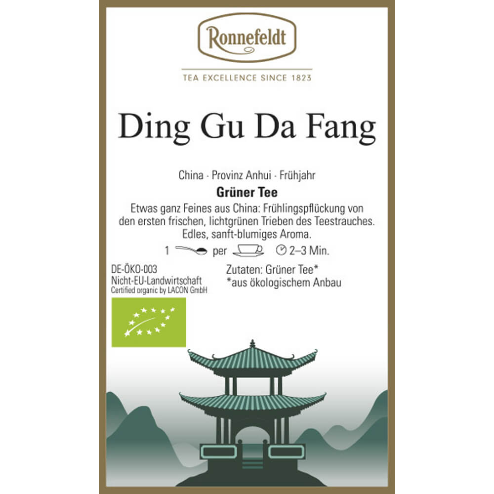 Ronnefeldt Grüntee Ding Gu Da Fang bio Etikett