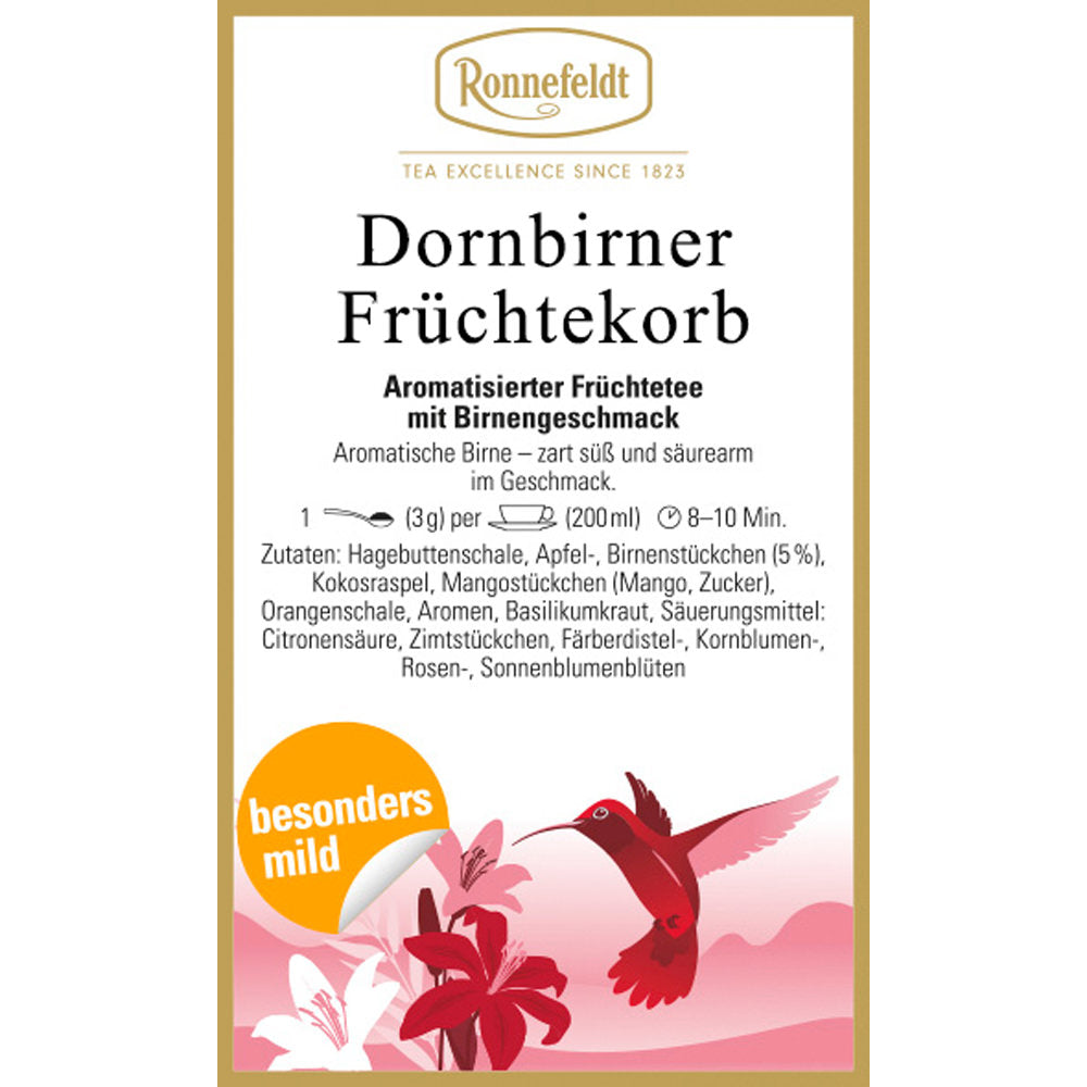 Milder Früchtetee Dornbirner Früchtekorb Etikett