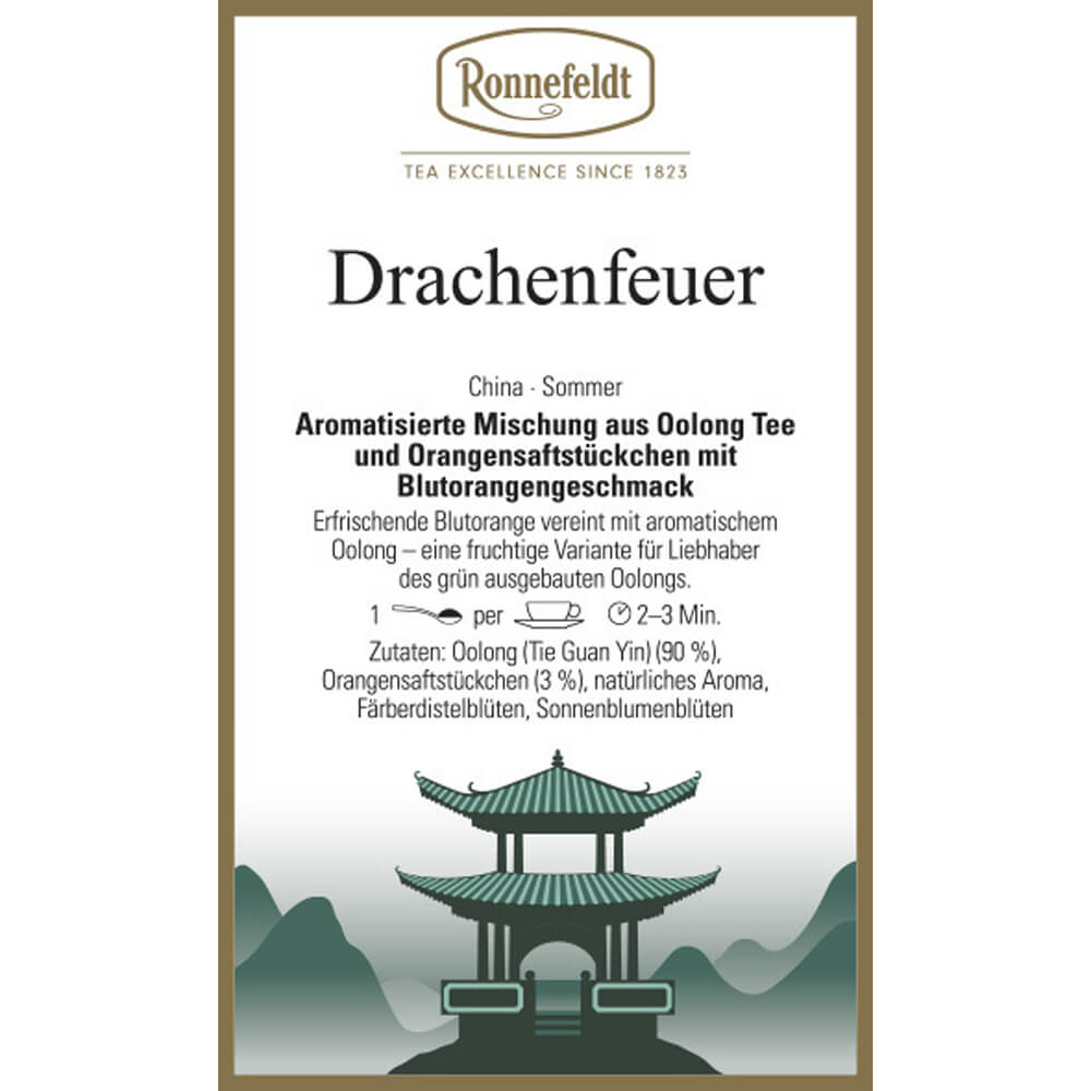 Ronnefeldt Drachenfeuer Oolong Tee Etikett