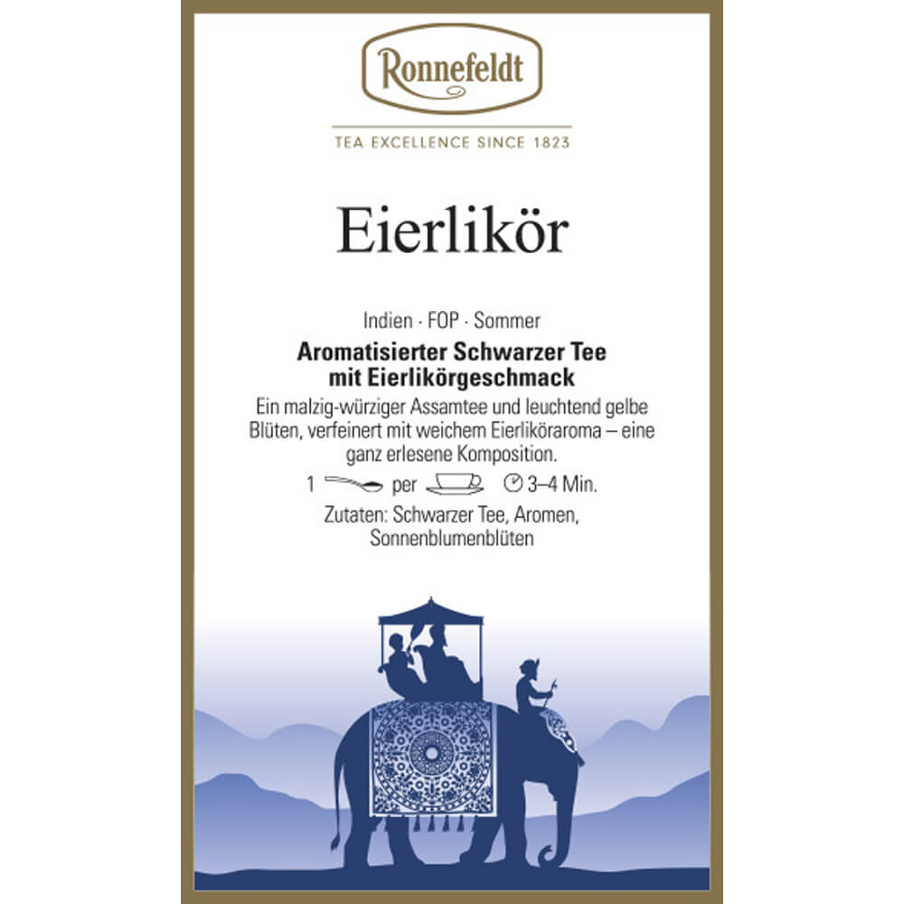 Ronnefeldt Schwarztee Eierlikör Etikett