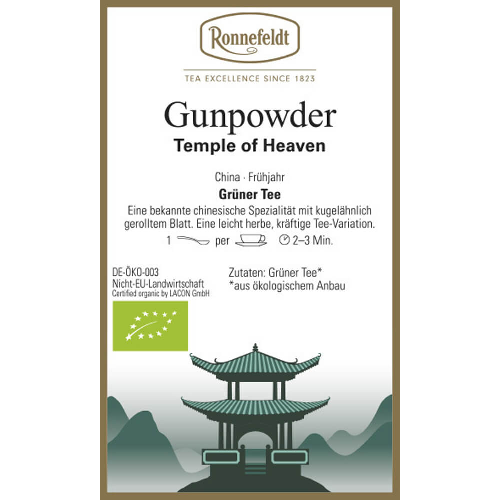 Ronnefeldt Grüntee Gunpowder bio Etikett