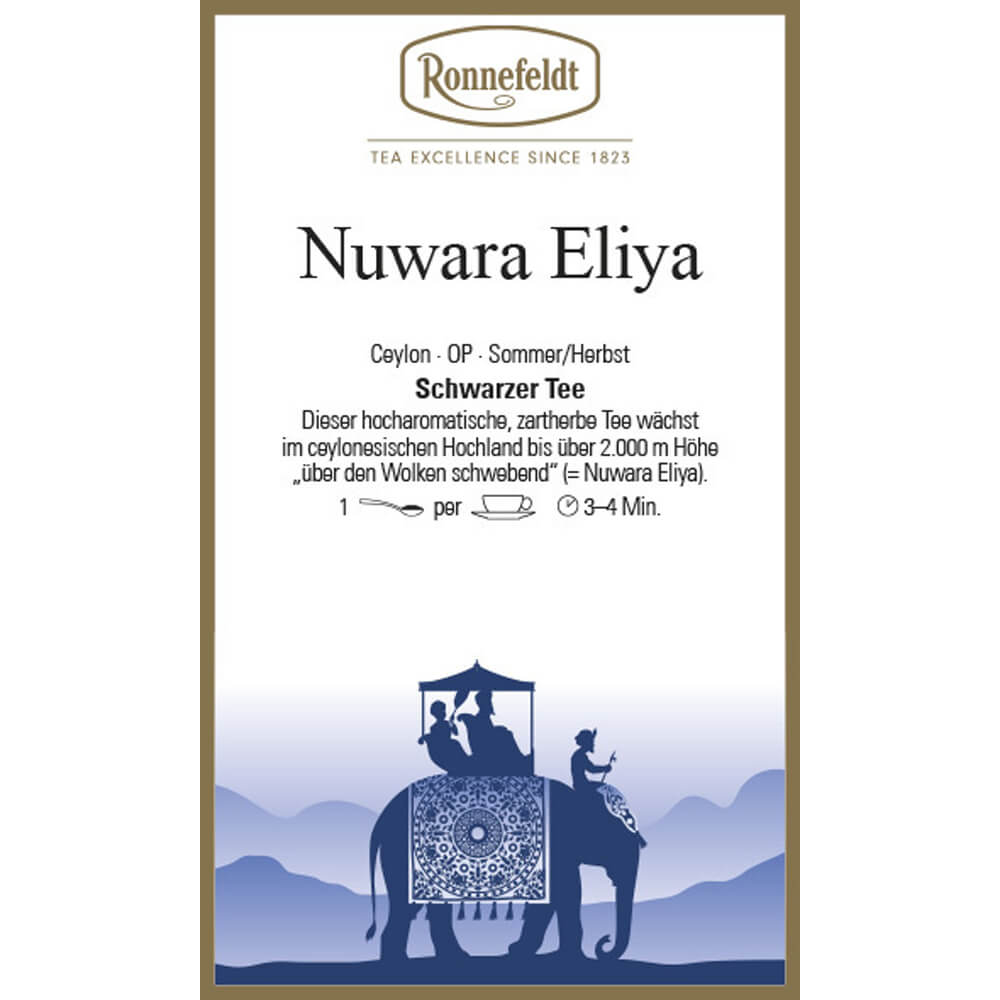 Ronnefeldt Schwarztee Nuwara Eliya Etikett