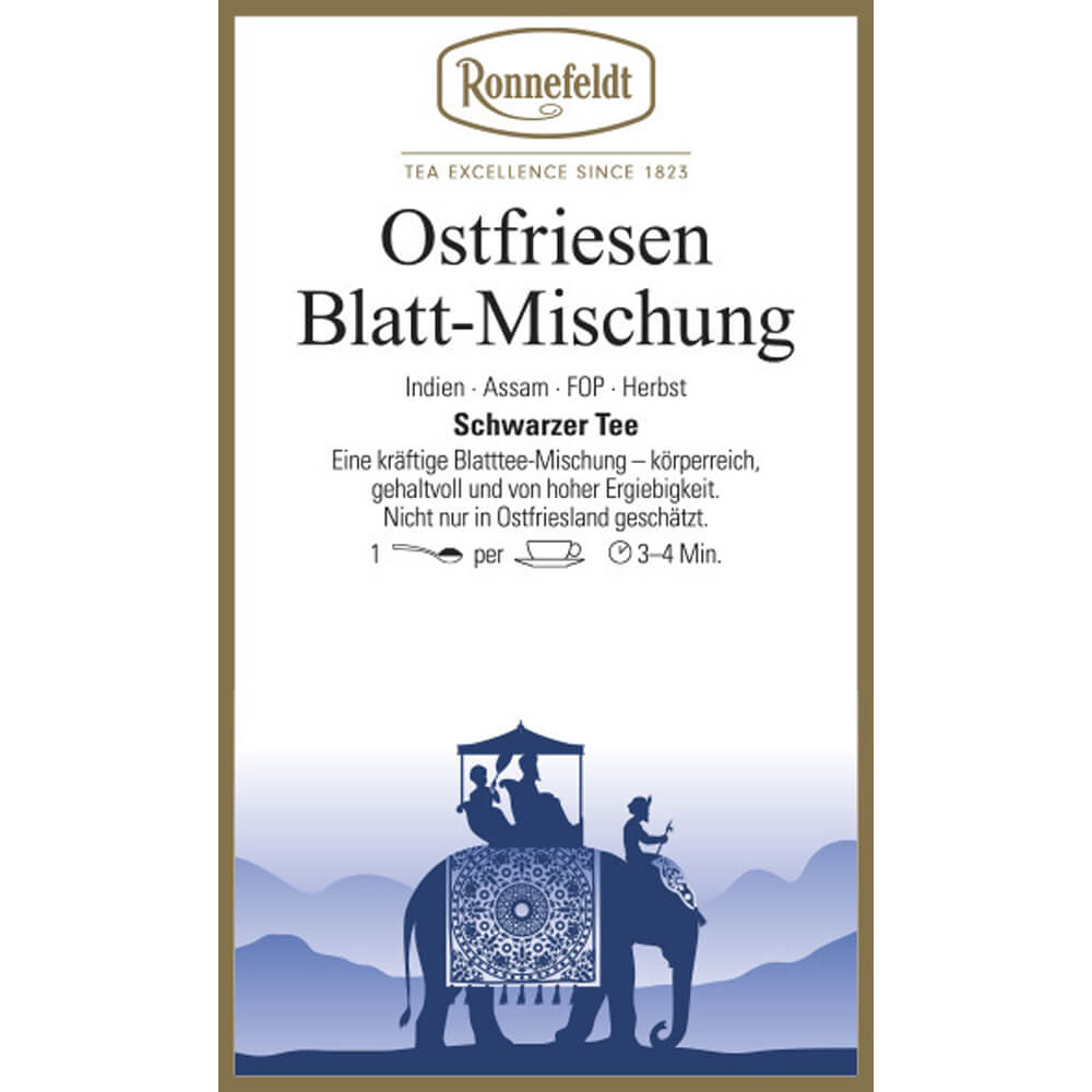 Ronnefeldt Schwarztee Ostfriesen Blatt Mischung Etikett
