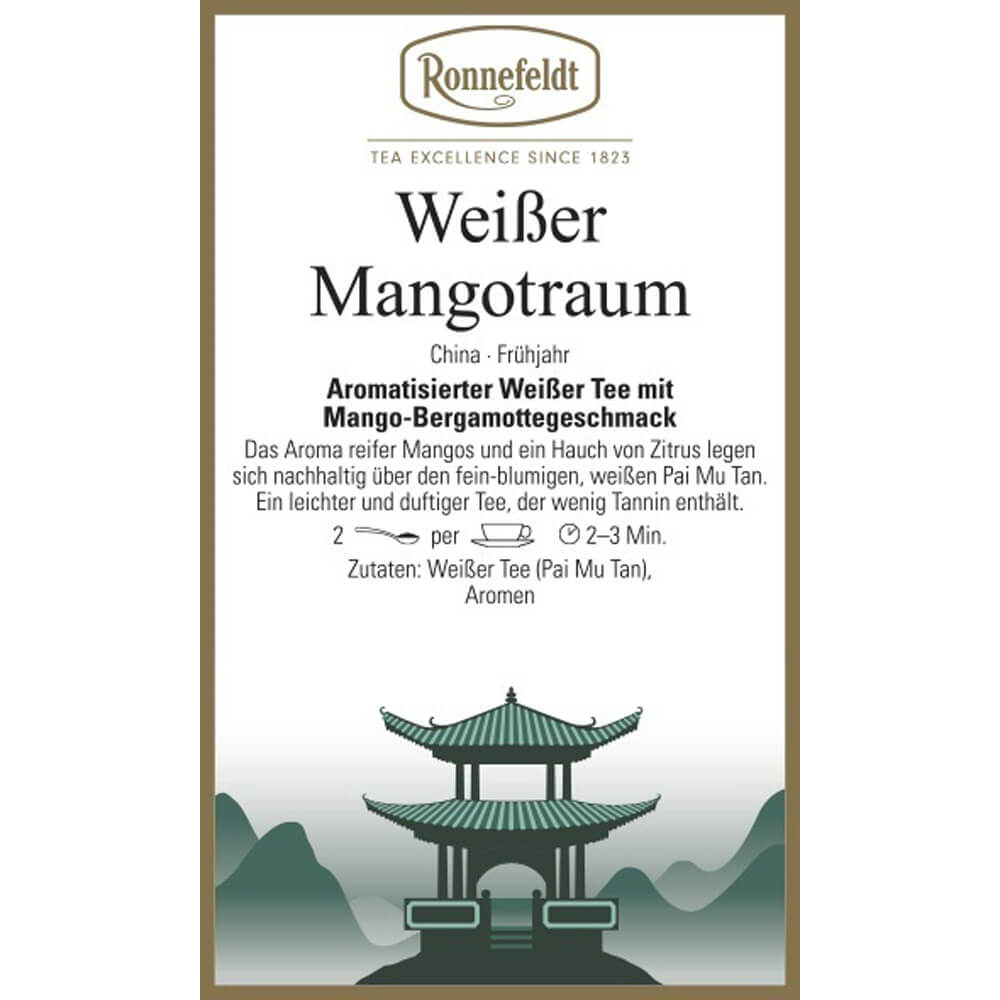 Ronnefeldt Weißer Tee Mangotraum Etikett