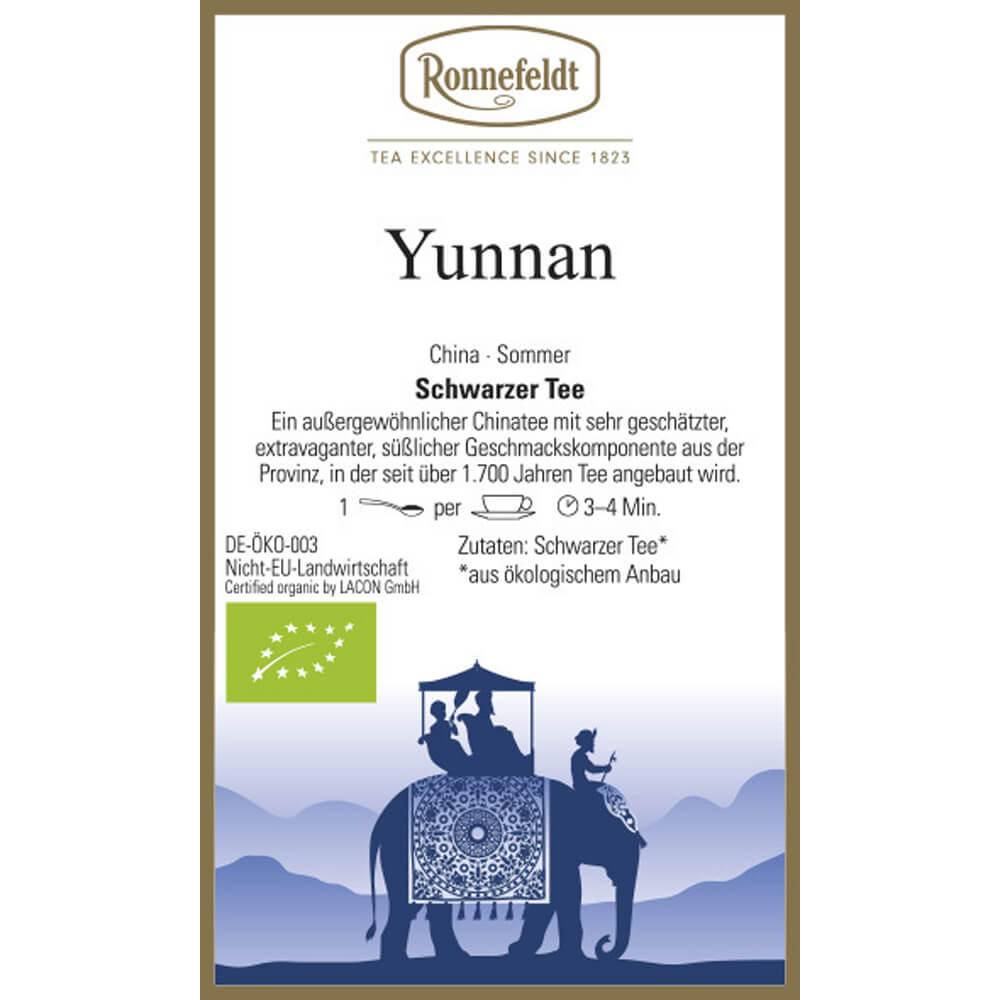 Ronnefeldt Schwarztee Yunnan bio Etikett
