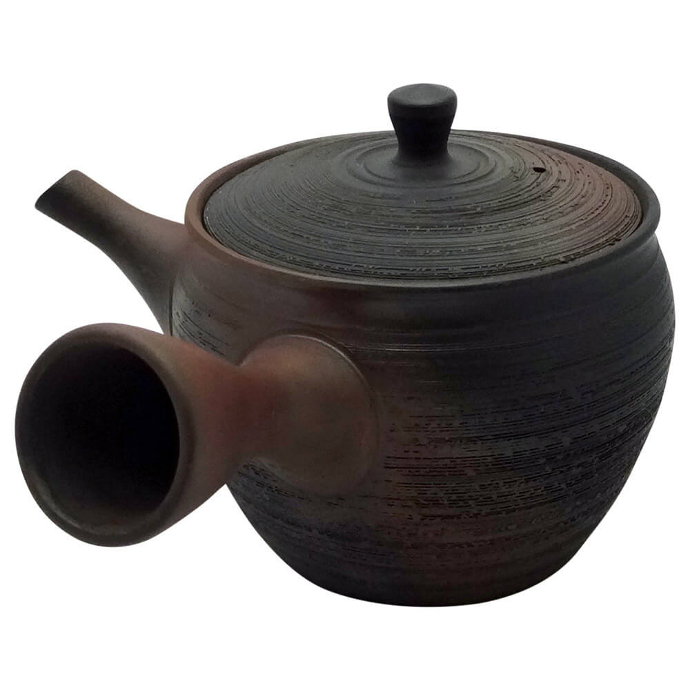 japanische Kyusu strukturiert braun seitlich