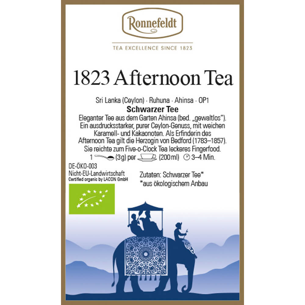 Ronnefeldt Schwarztee Afternoon Tea bio Etikett