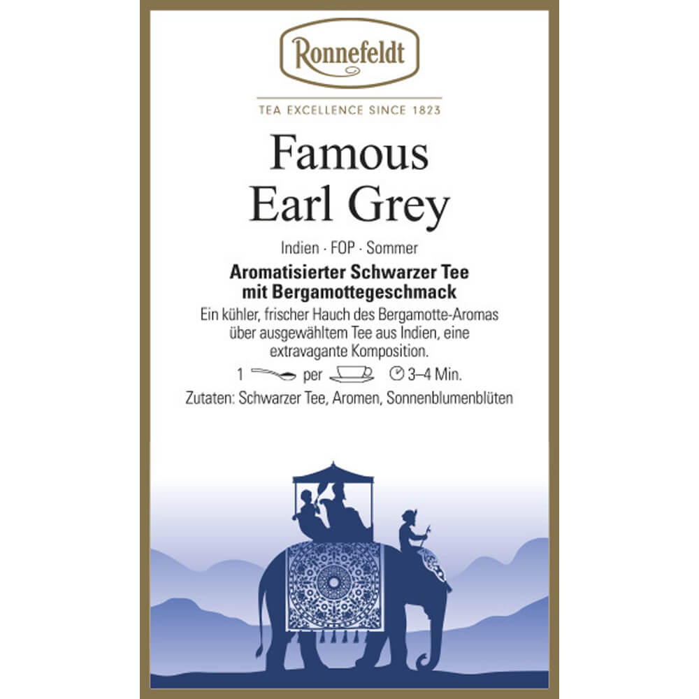 Ronnefeldt Schwarztee Famous Earl Grey Etikett