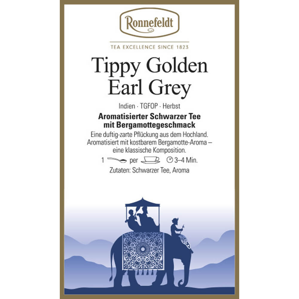 Ronnefeldt Schwarztee Tippy Golden Earl Grey Etikett