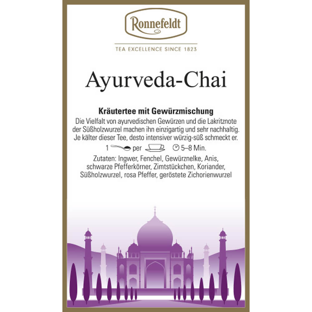 Ronnefeldt Ayurveda Chai Etikett
