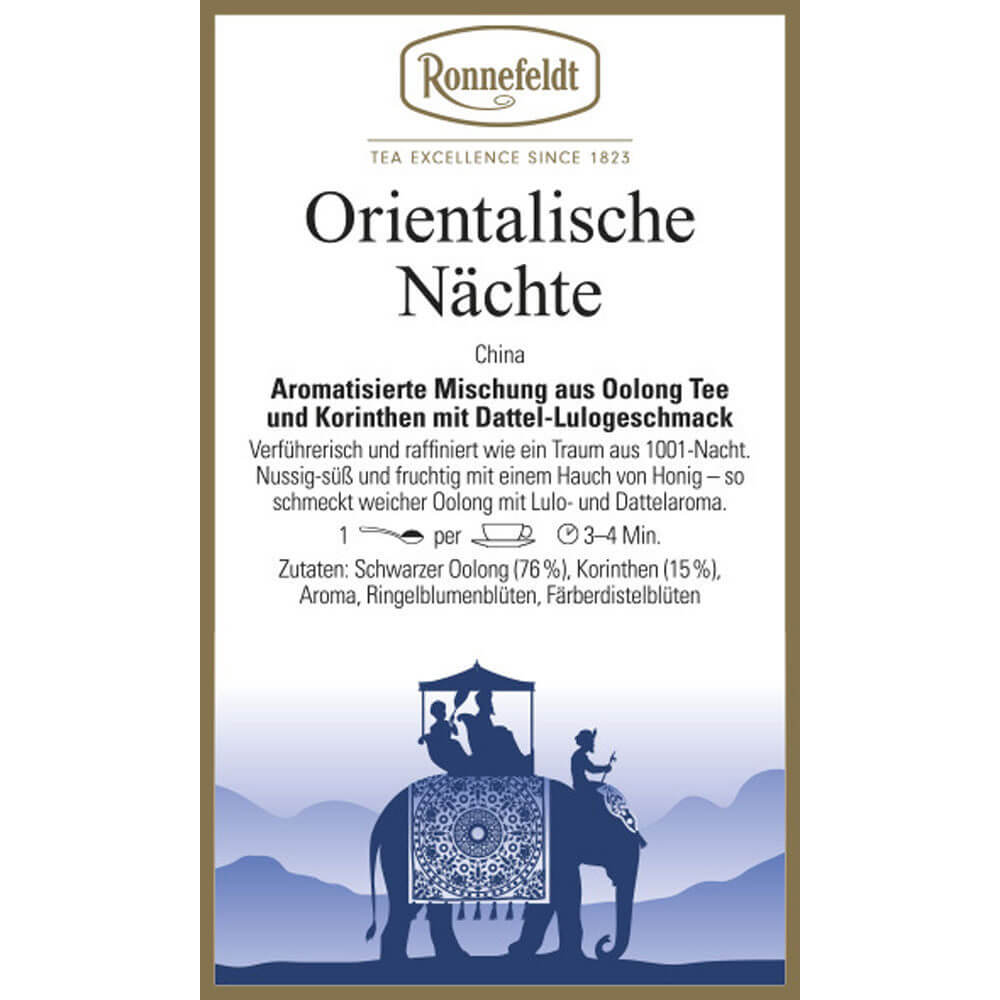 Ronnefeldt Oolong orientalische Nächte Etikett