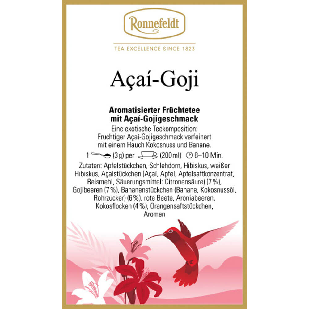 Ronnefeldt Früchtetee Acai-Goji Etikett