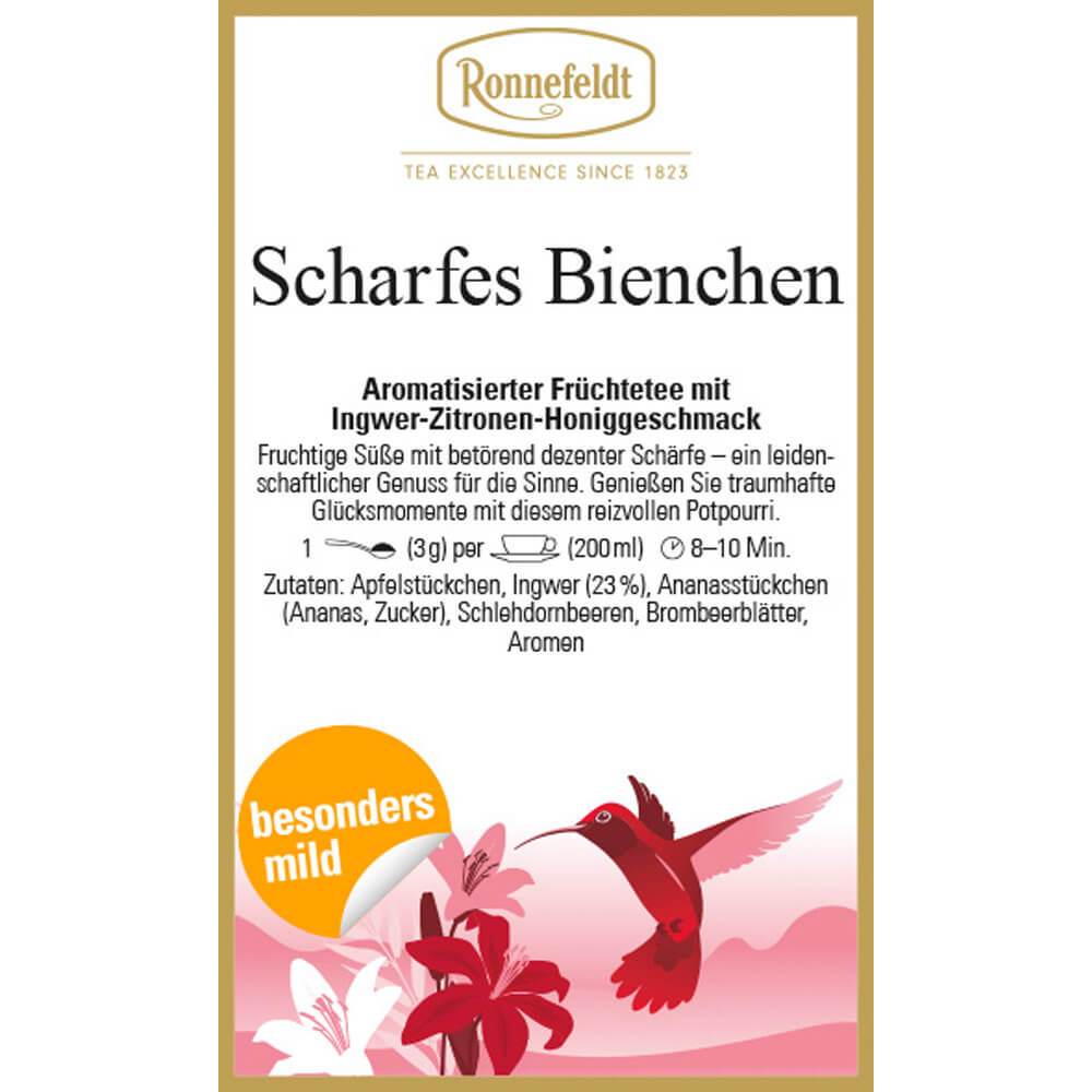 Früchtetee Scharfes Bienchen Etikett