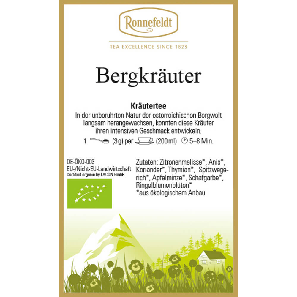 Kräutertee Bergkräuter bio Etikett