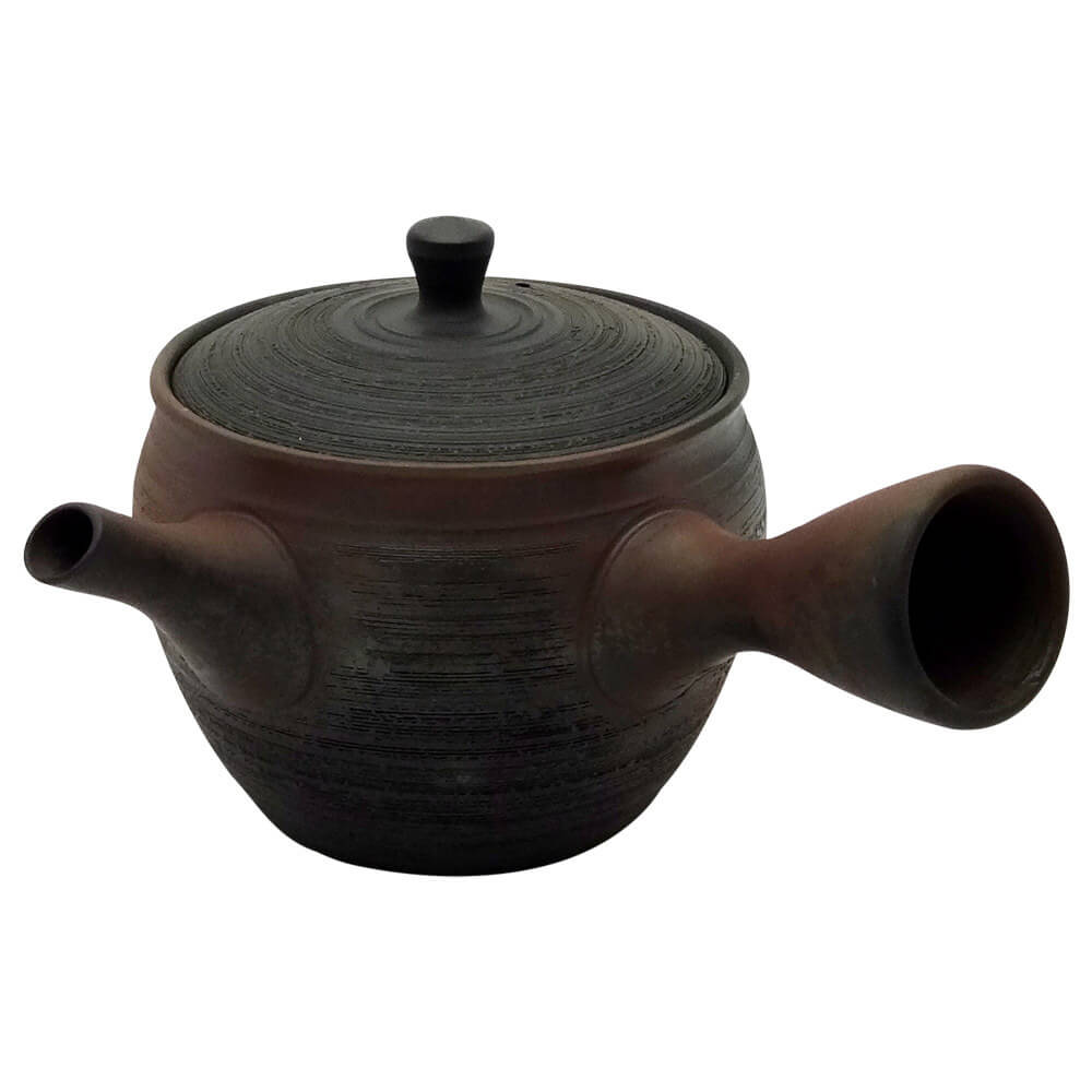 Kyusu Einhand-Teekanne, strukturiert braun von vorne