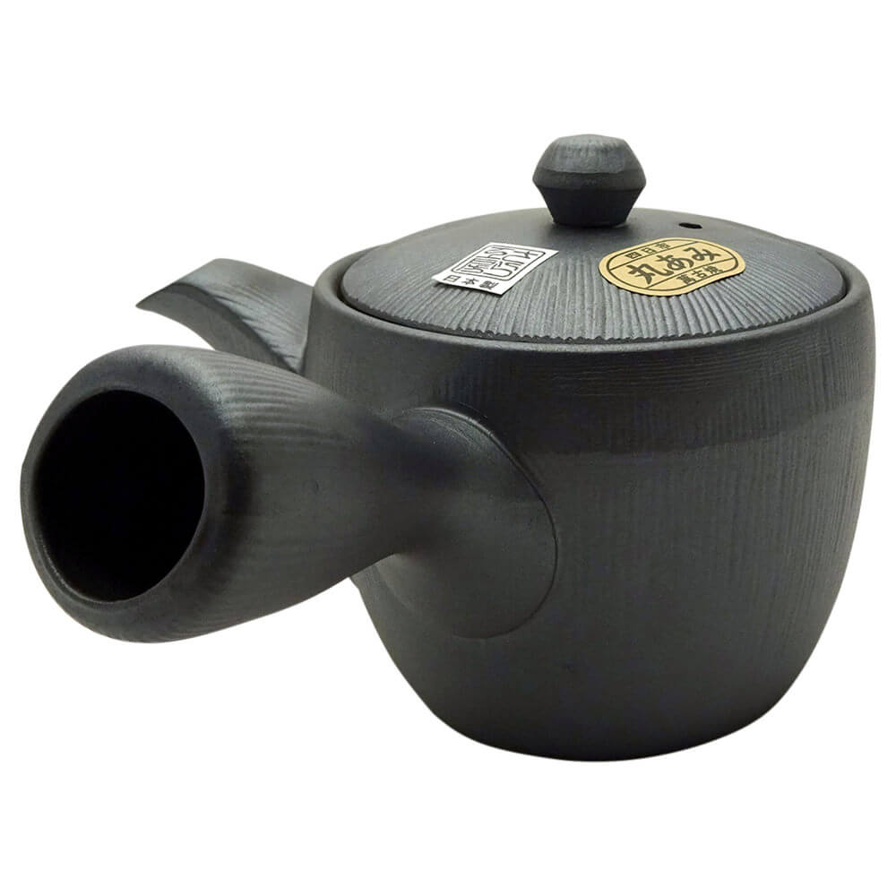 Kyusu Iwaki mit Streifen Seitenansicht 2#einhandkanne_schwarz
