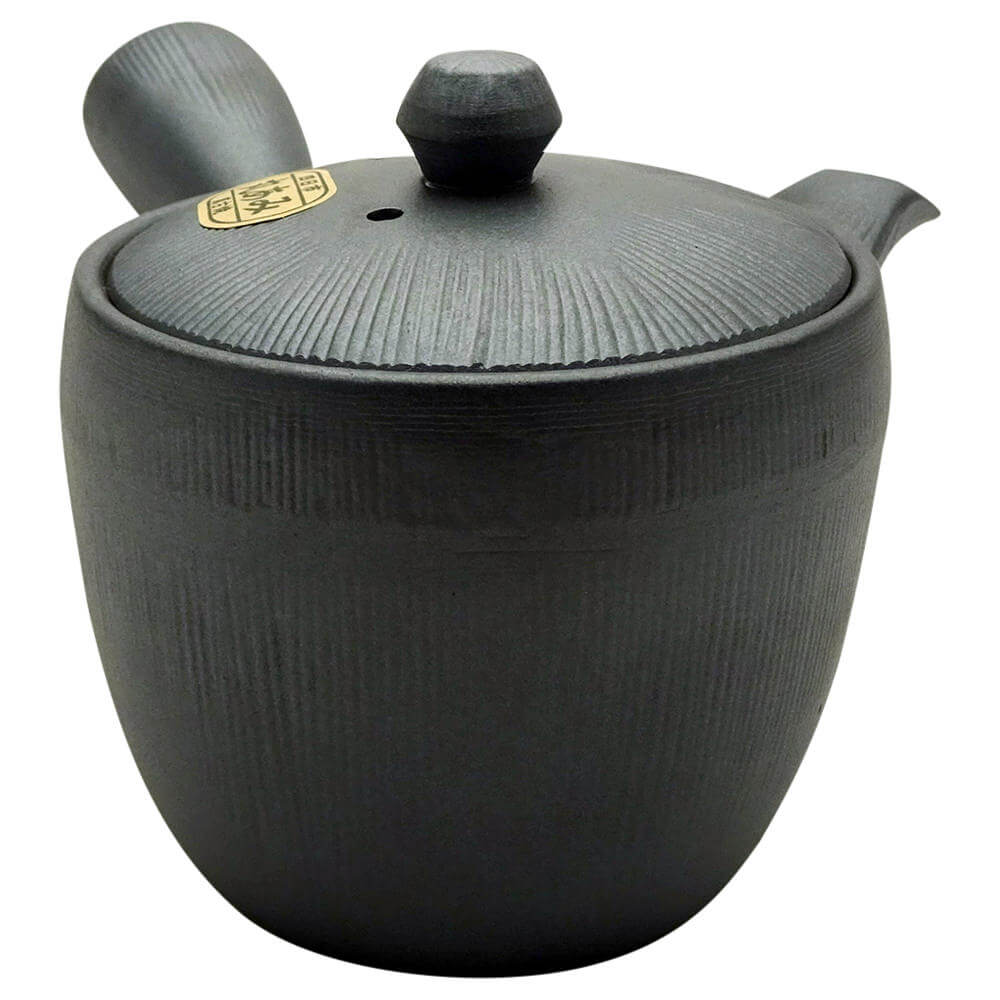 Kyusu Iwaki mit Streifen Rückseite schwarz#einhandkanne_schwarz